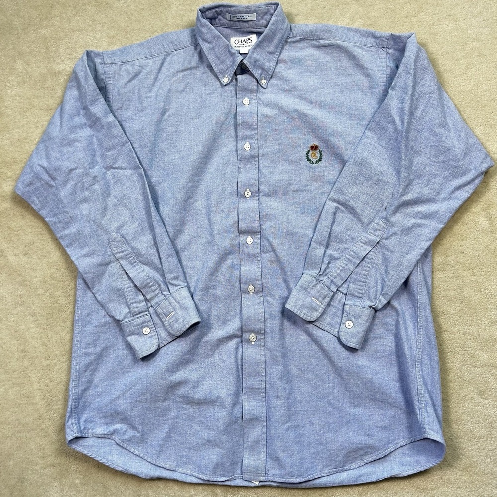 Vintage 80s Chaps Ralph Lauren Oxford Button Down Shirt Mens L 15.5/33 OCBD USA
